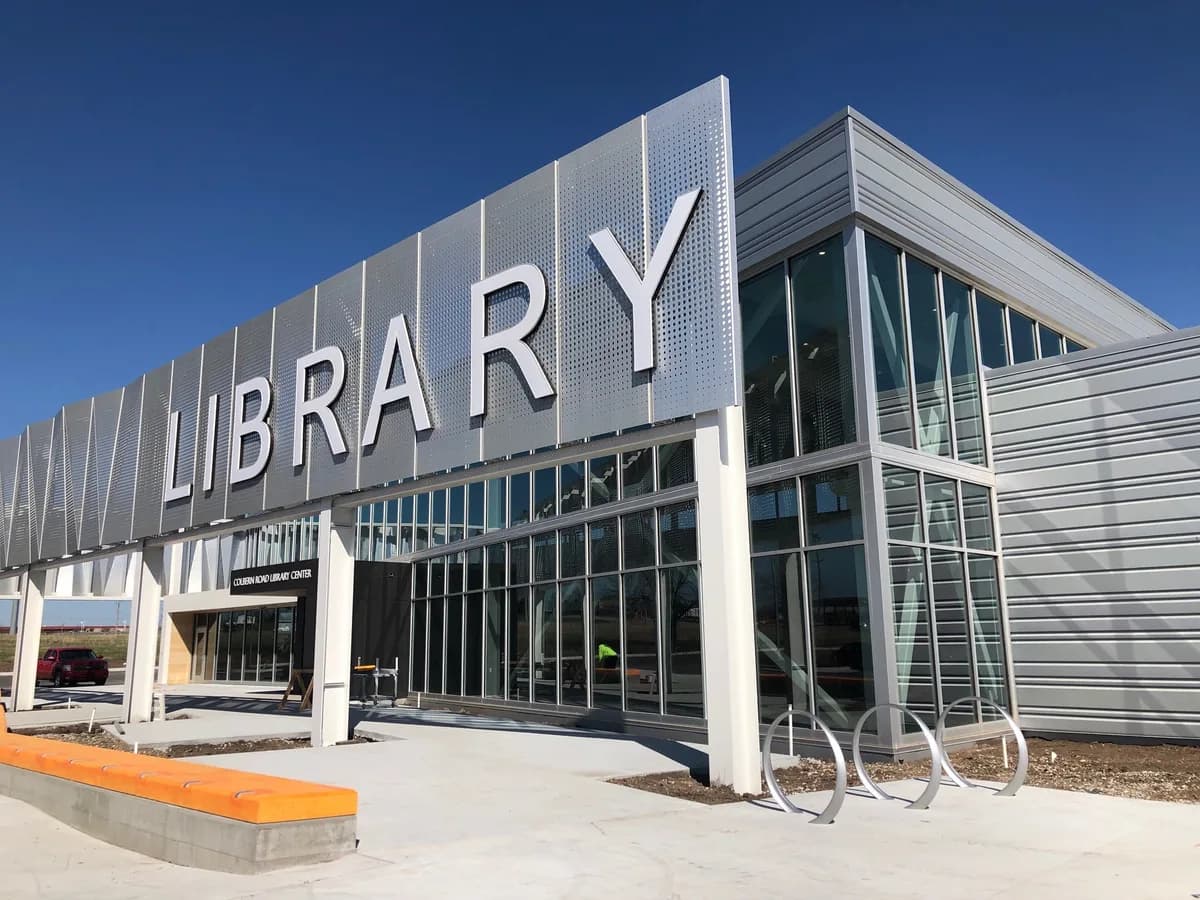 The entrance to Colbern Road Library Center